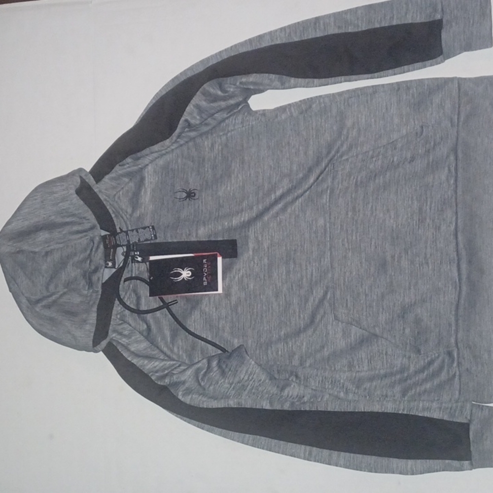 Spyder Pro Web 1/2 Zip Fleece Hoodie Gray/Black NWT